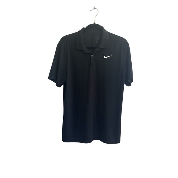 Nike Dri-Fit Men Medium Polo Shirt Black Short Sleeve Athletic Golf Casual #6034 - Picture 1 of 11